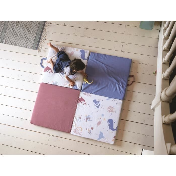 Cleverer 3-in-1-Teppich „Ozeanschätze“ – verstellbar – abnehmbarer Bezug – 120 x 120 x 5 cm