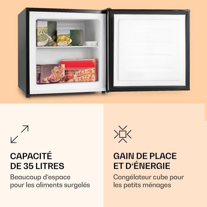 Klarstein Garfield 4-Star Cube Freezer 35L 65W 2 Levels Stainless Steel