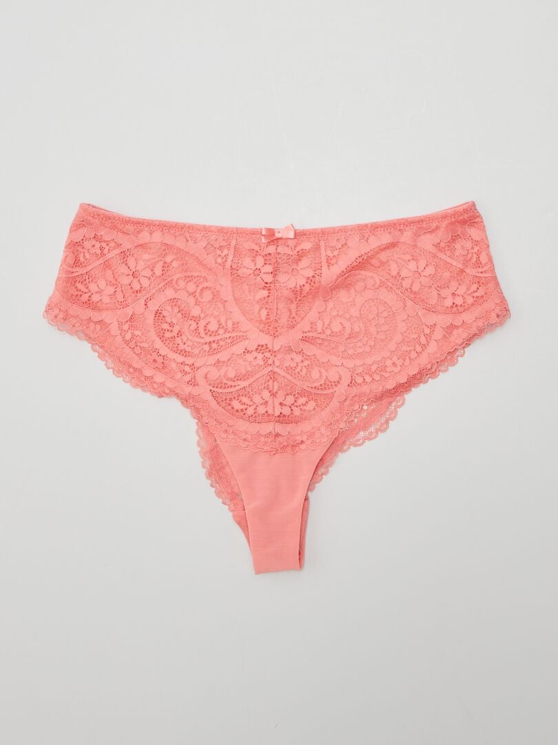Kanten string - roze
