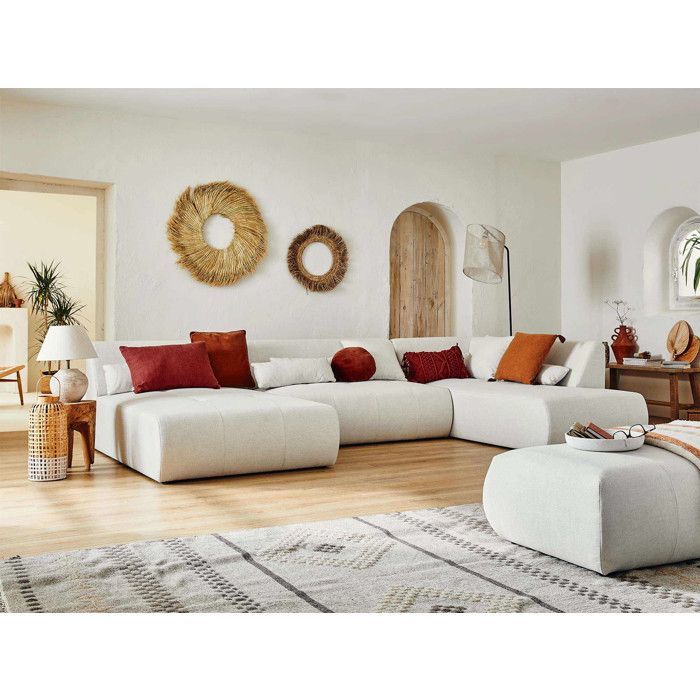 Onyx – 7-Sitzer-Panorama-Ecksofa rechts – Stoffbezug – Beige