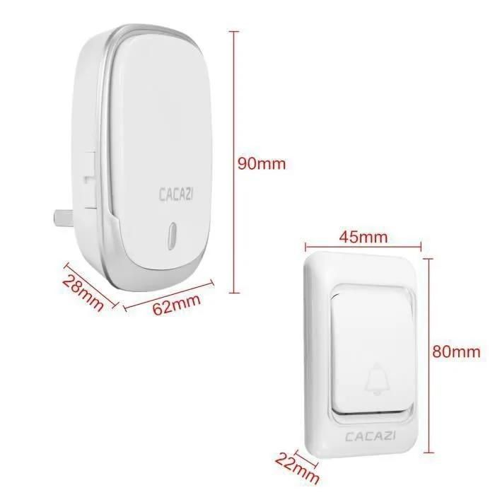 Wasserdichte, kabellose Türklingel mit 36 Melodien und 300 m Reichweite – 300M LED – K01-AC – ABS – Silber