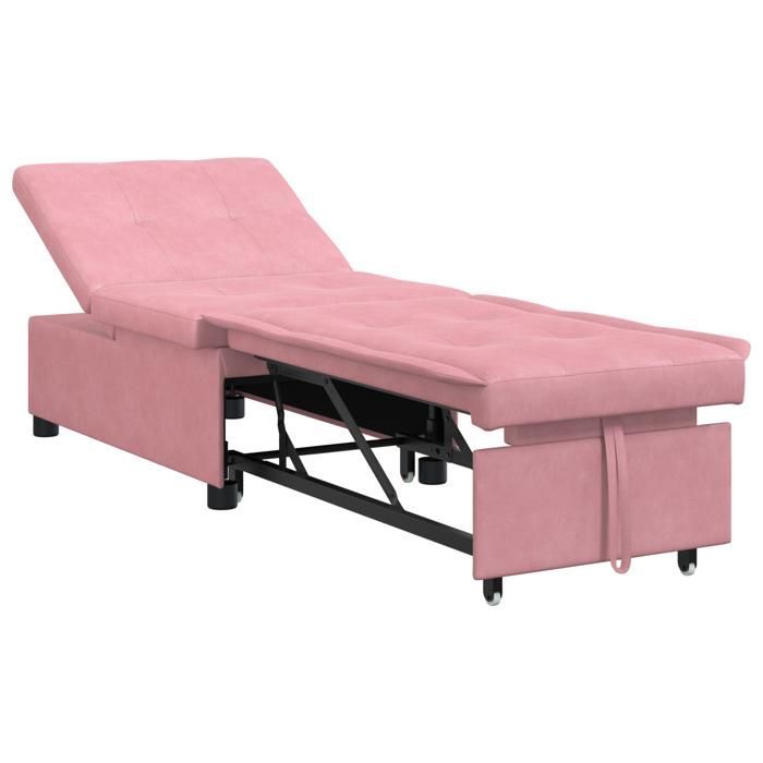 558085& 3-in-1 vuodesohva, vuosohva, muunnettava, pinkki sametti