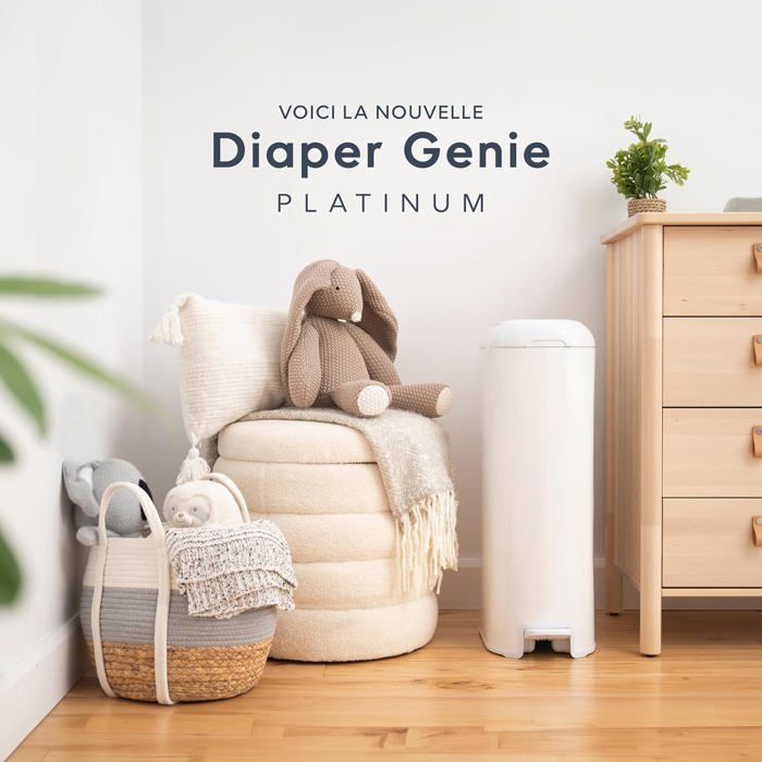 Cubo para pañales Diaper Genie Platinum - Acero inoxidable, gran capacidad para 47 pañales, a prueba de olores