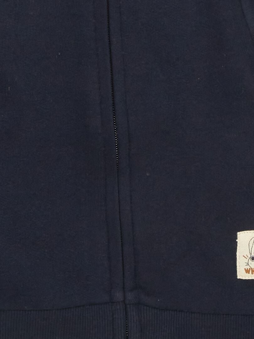 Trui met rits van fleecestof - blauw