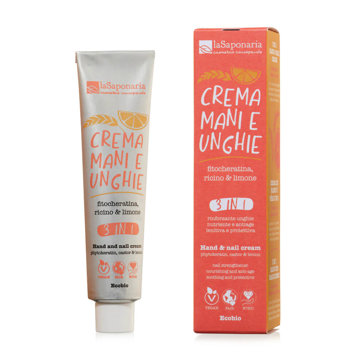 Mani Crema mani e unghie 3 in 1 - fitocheratina, ricino e limone - Trattamento Mani