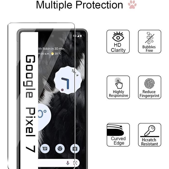 Gehärtetes Glas für Google Pixel 7, 2x Displayschutzfolie + 2x Kameraschutzfolie, blasenfrei, kratzfest, extrem widerstandsfähig, 9H