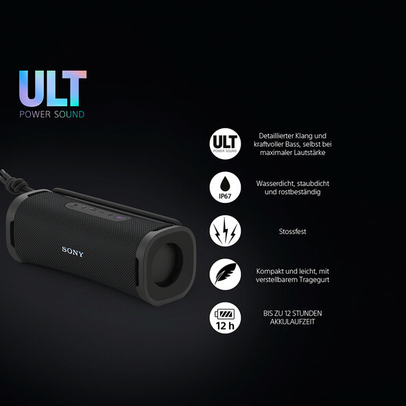 Boxă portabilă Bluetooth pentru petreceri SRS-ULT10B, neagră