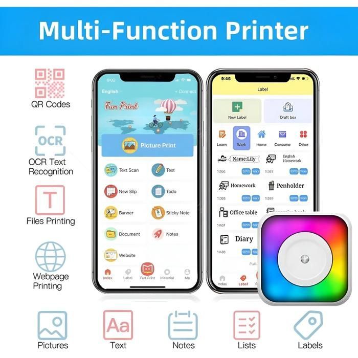 Impresora térmica, Bluetooth, fácil de usar, altamente compatible, portátil, blanca