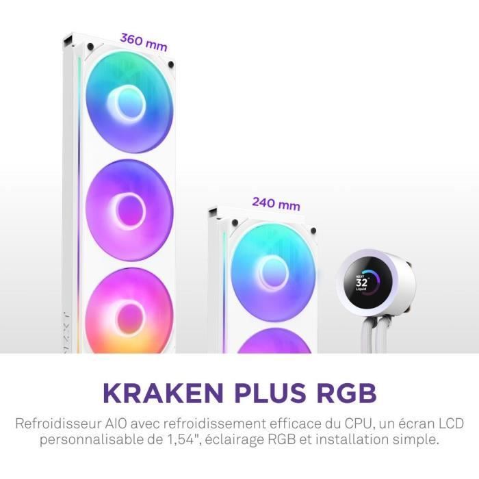 Watercooling - NZXT - RL-KR360-W2 - Kraken Plus 360 RGB - Écran carré 1.54