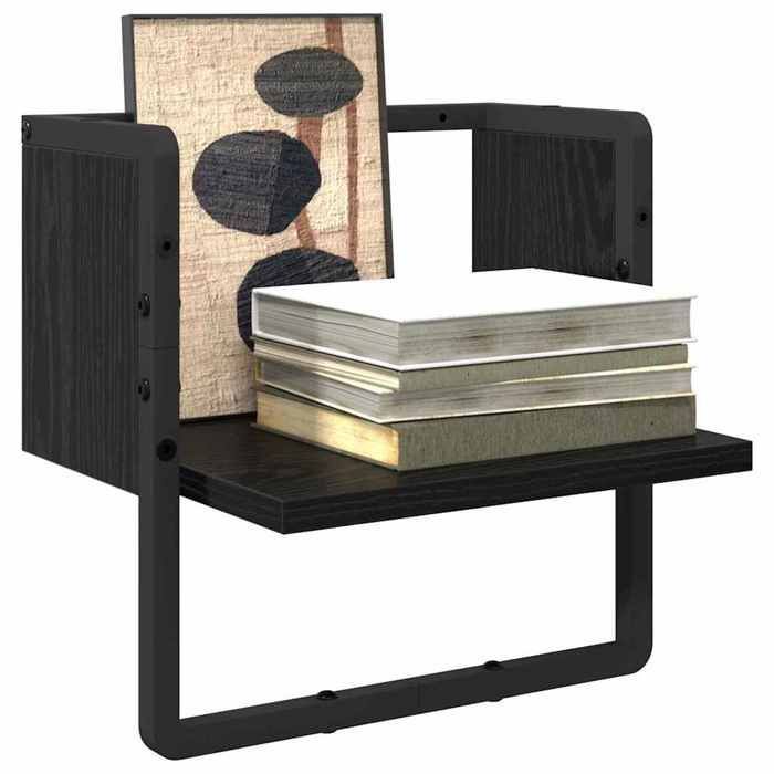 MOT14242 - Estante de pared, roble negro, 30 x 25 x 30 cm, madera de ingeniería
