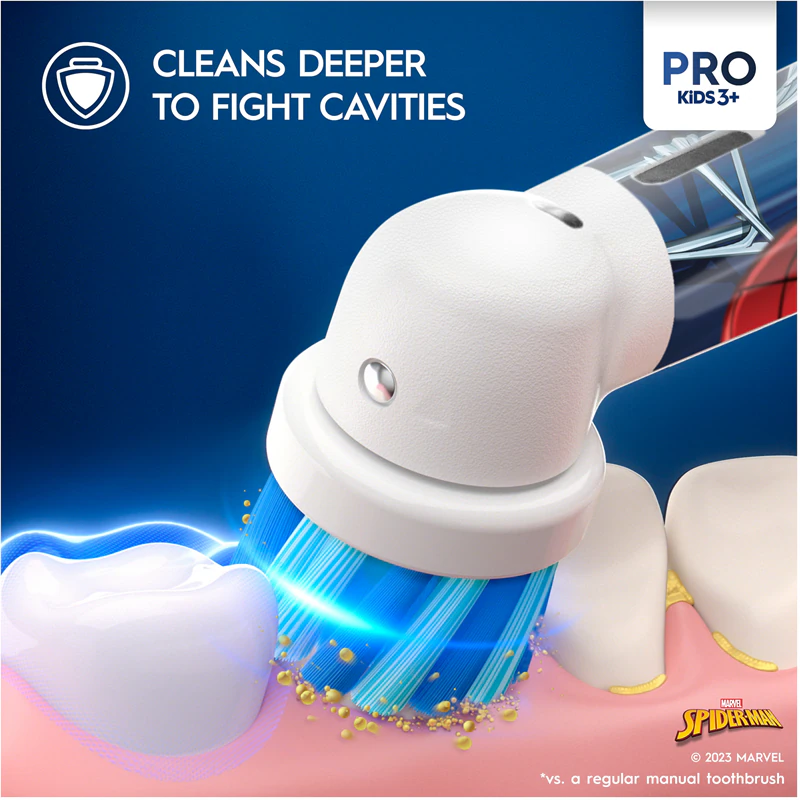 Escova de dentes elétrica Oral-B PRO Kids 3+ Homem-Aranha com estojo