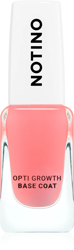 Notino Nail Care Opti Growth Base Coat é um esmalte nutritivo que estimula o crescimento das unhas.