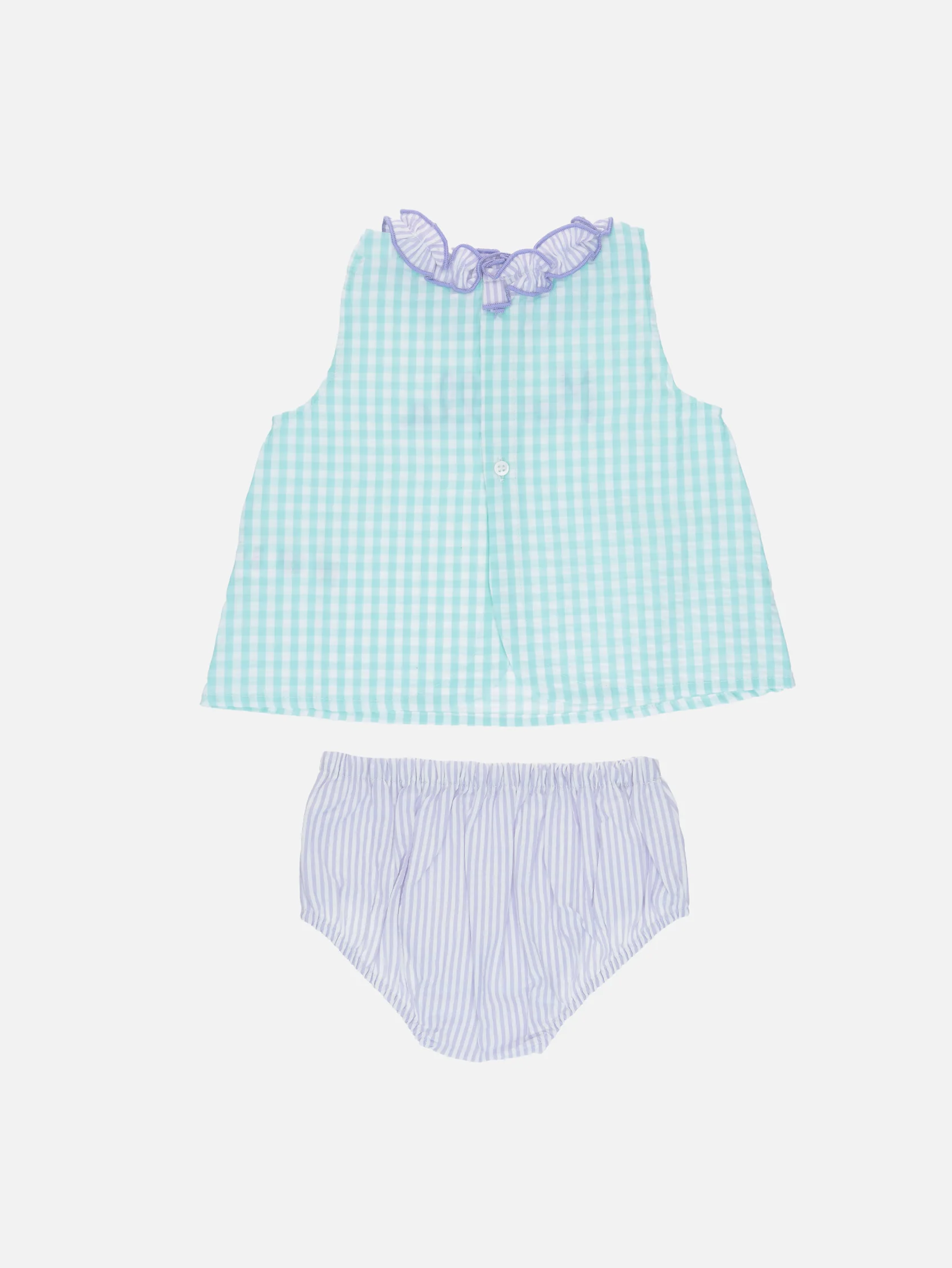 Abbie Baby geruite katoenen jurk met topje en shortje