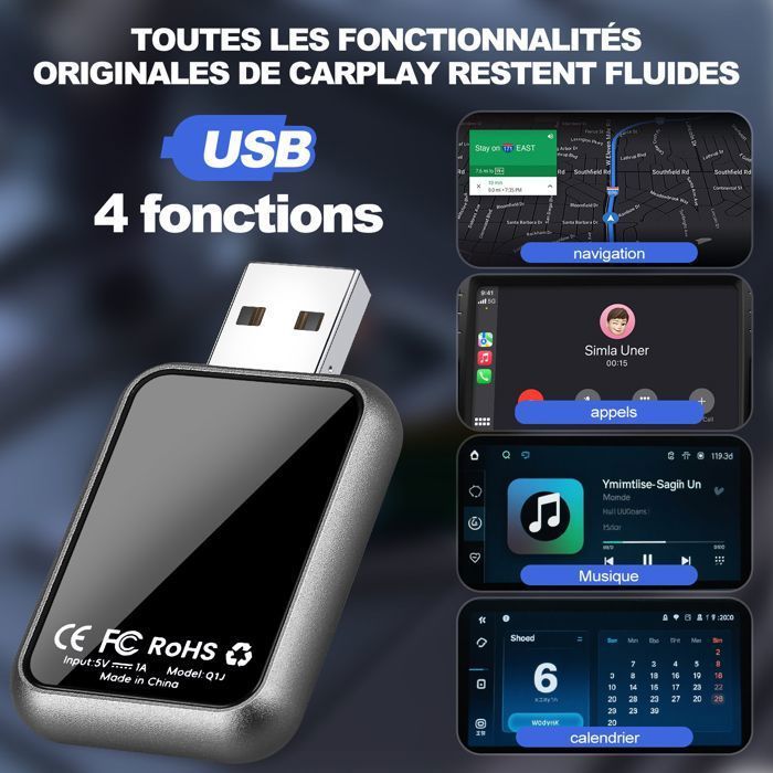 Carplay Adapter - INKINT - Wireless - Bluetooth 5.3 - USB Type-C - Plug and Play