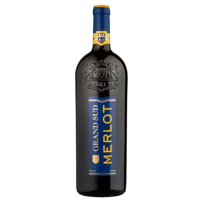 Grand Sud Merlot IGP Pays d'Oc - Vino tinto de Languedoc-Rosellón - 1L 2024
