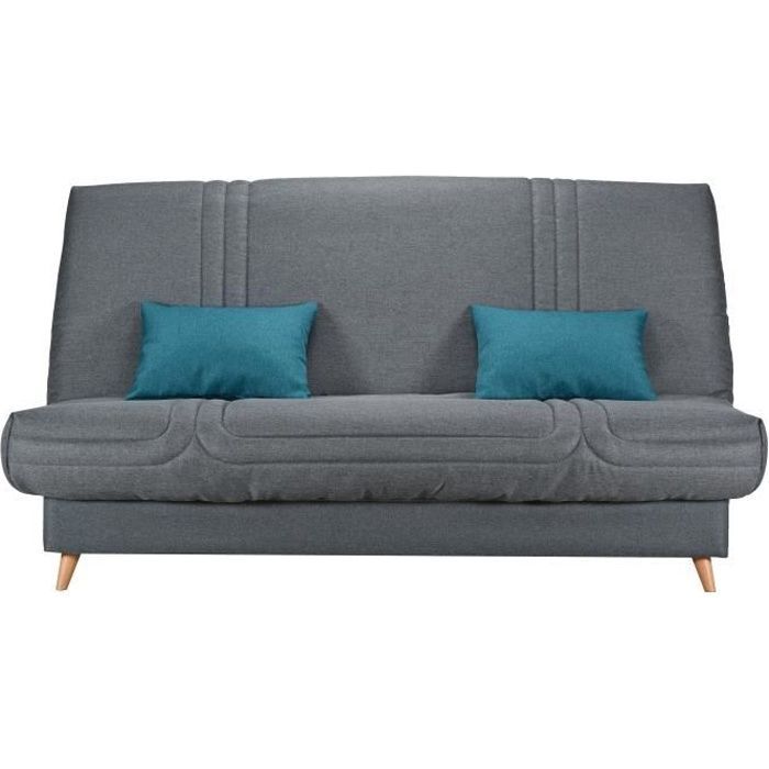 Divano letto COMFORT BULTEX a 3 posti - Tessuto antracite - Prodotto in Francia - L 192 x P 95 x H 101 cm - MONA
