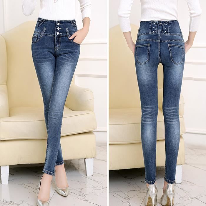 FUNMOON Jeans Skinny Femmes Taille Haute Stretch Grande Taille