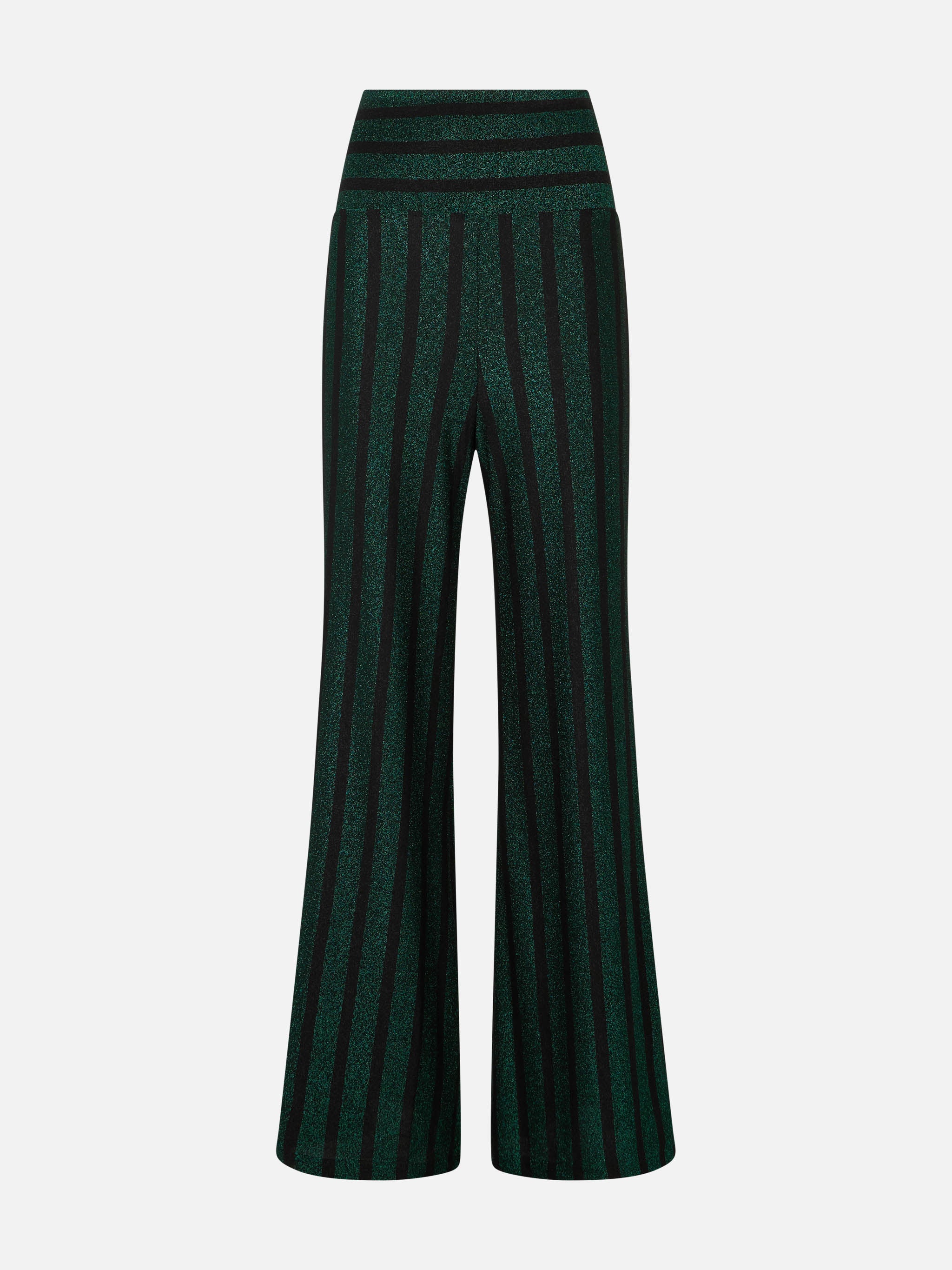 Paleisbroek met zwarte en groene glitterstrepen