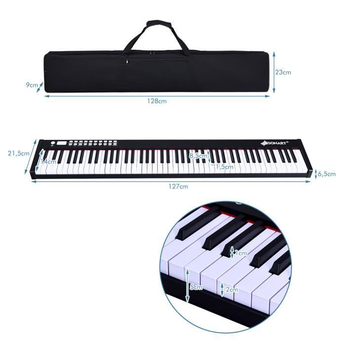 Piano digital DREAMADE de 88 teclas, teclado electrónico portátil con Bluetooth, 128 ritmos, 128 sonidos para niños y principiantes.