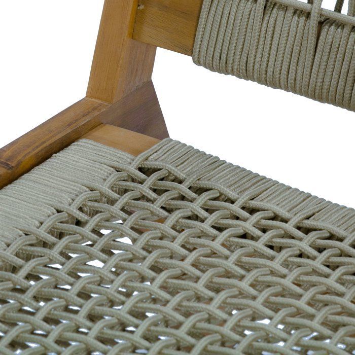 Lage tuinstoel - MERIDA - FSC-gecertificeerd acaciahout - Gevlochten touw - 60 x 76 x 73 cm - Khaki groen