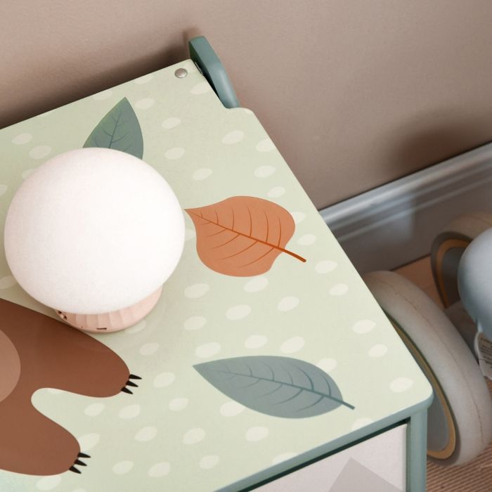 Boîte de rangement coffre à jouets couvercle à charnière design mignon vert