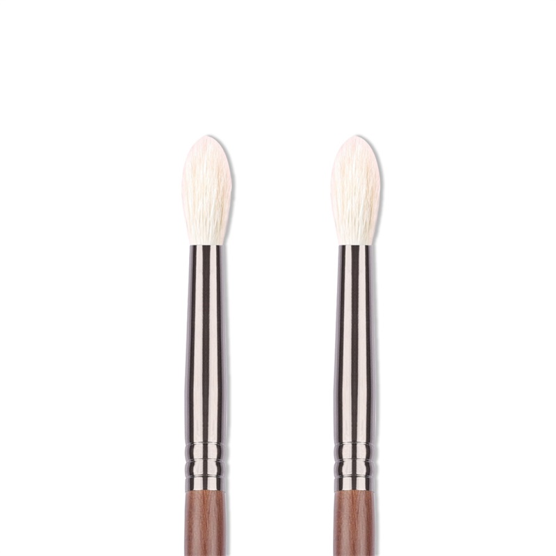 Kit de maquillage beauté 2 pièces en poils de chèvre : pinceau estompeur pour fard à paupières, pinceau biseauté pour estomper le creux de la paupière et poudre