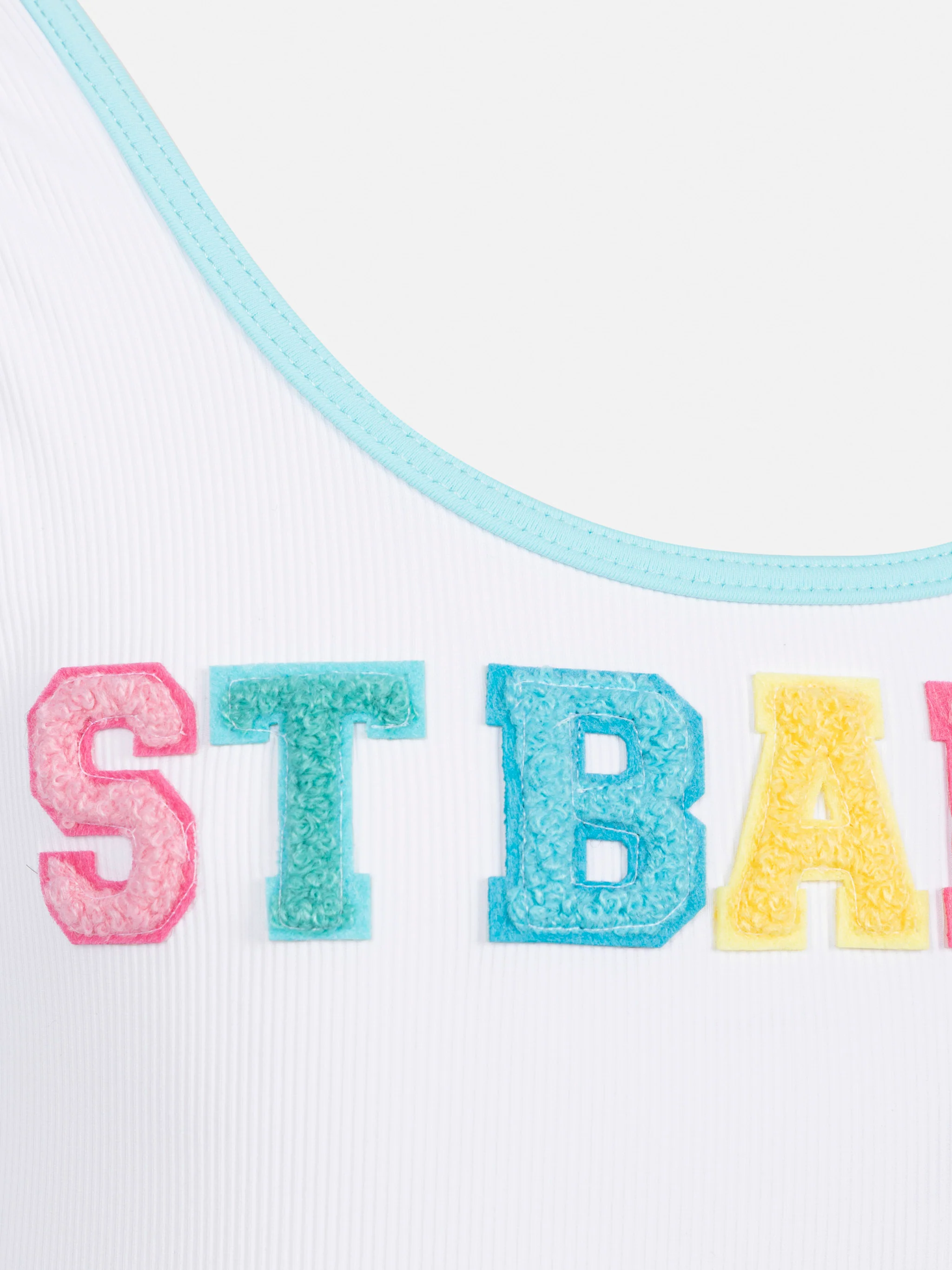 Kostuum intero Cara a costine bianco con patch logo veelkleurig