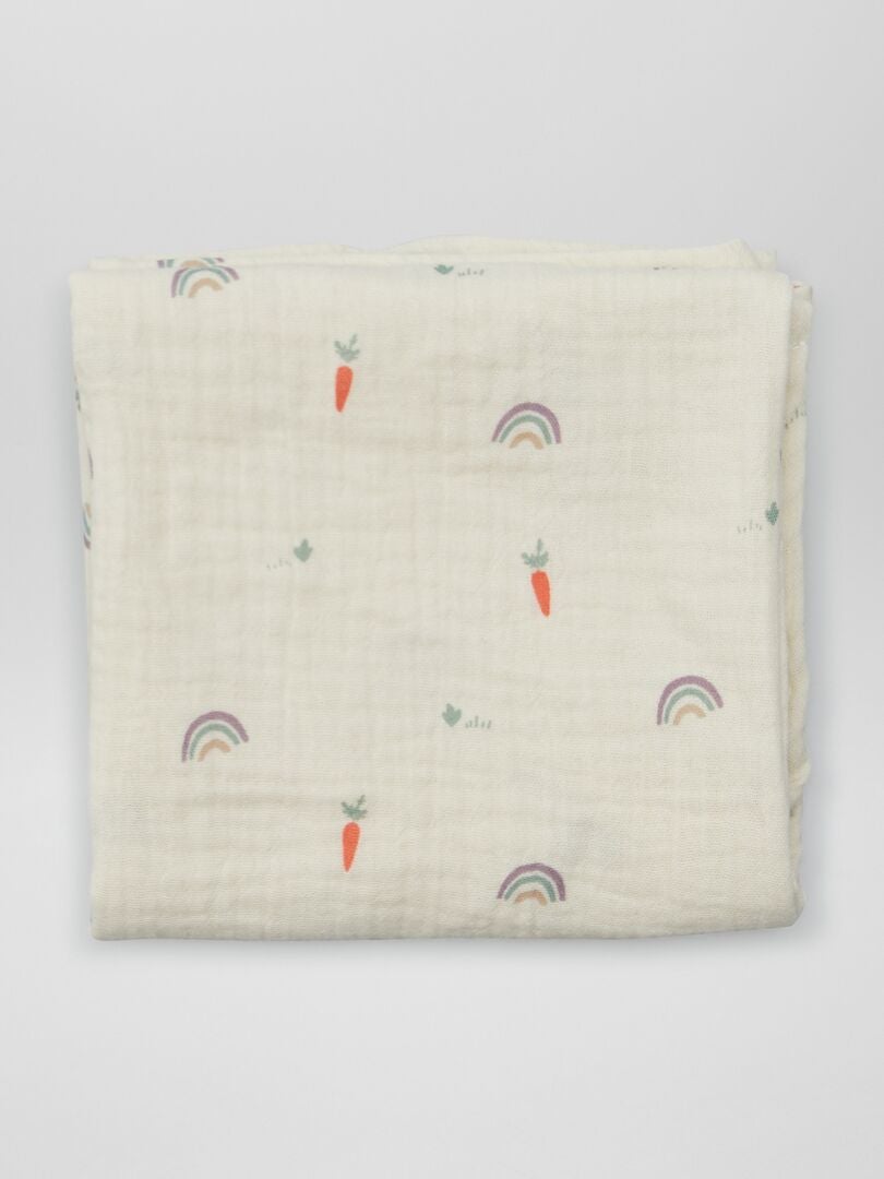Set van 3 katoenen gaasdekens - WIT