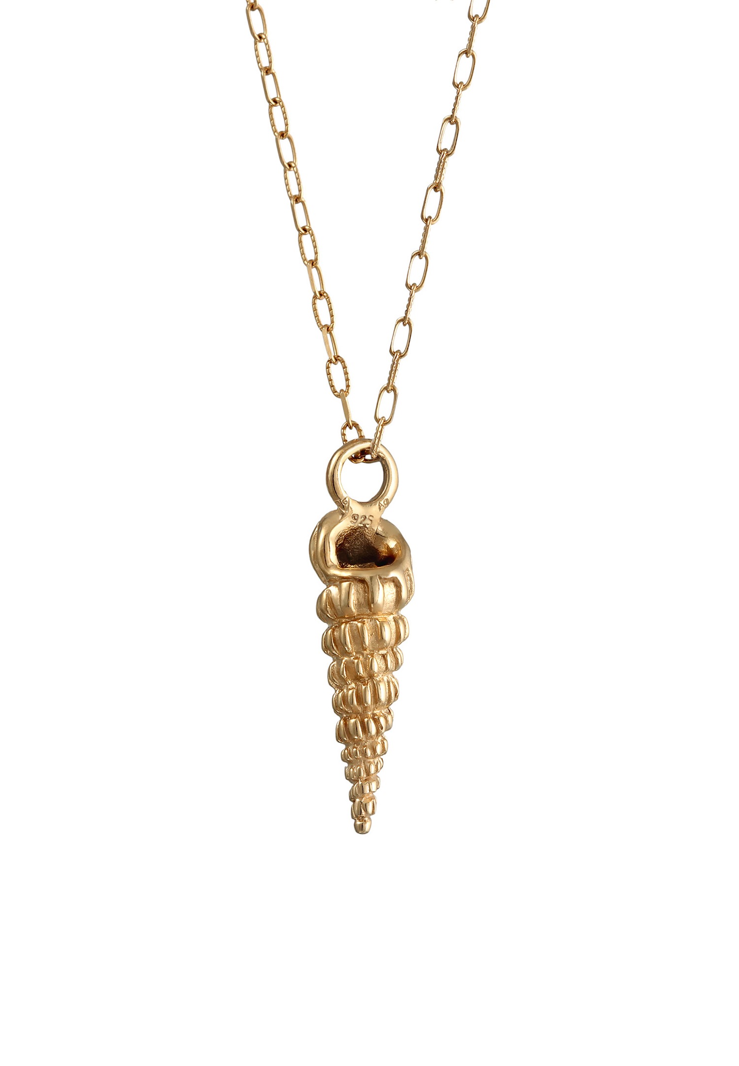 Elli Femmes pendentif coquillage tendance été en argent sterling 925 plaqué or