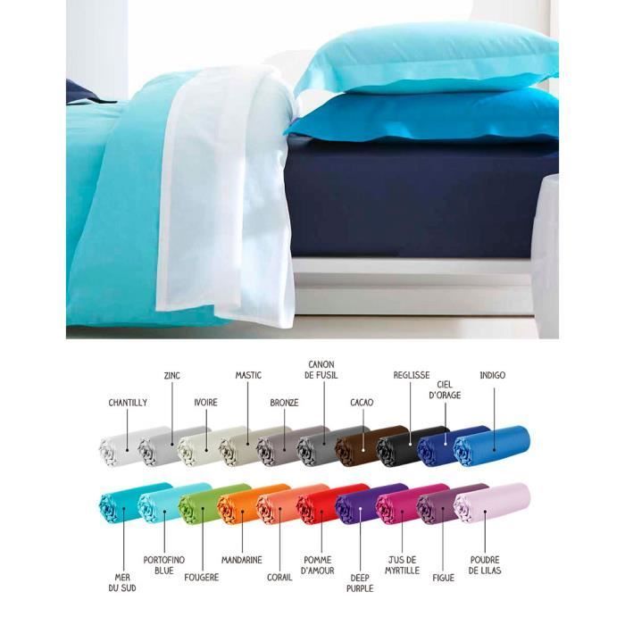 Sábana plana - 180 x 290 cm - 100 % algodón - Lavable - Color jugo de arándano