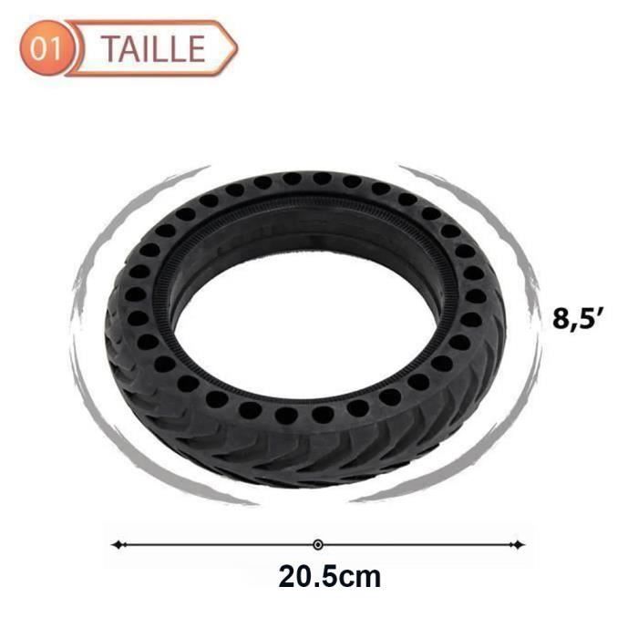 2Pcs Pneus Pleins Increvables pour Trottinette Electrique Xiaomi M365 / M365 Pro / 8,5 Pouces Antidérapant avec 2 Leviers