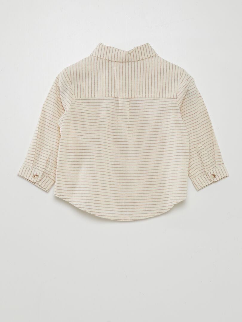 Camisa de linho listrada - BEGE