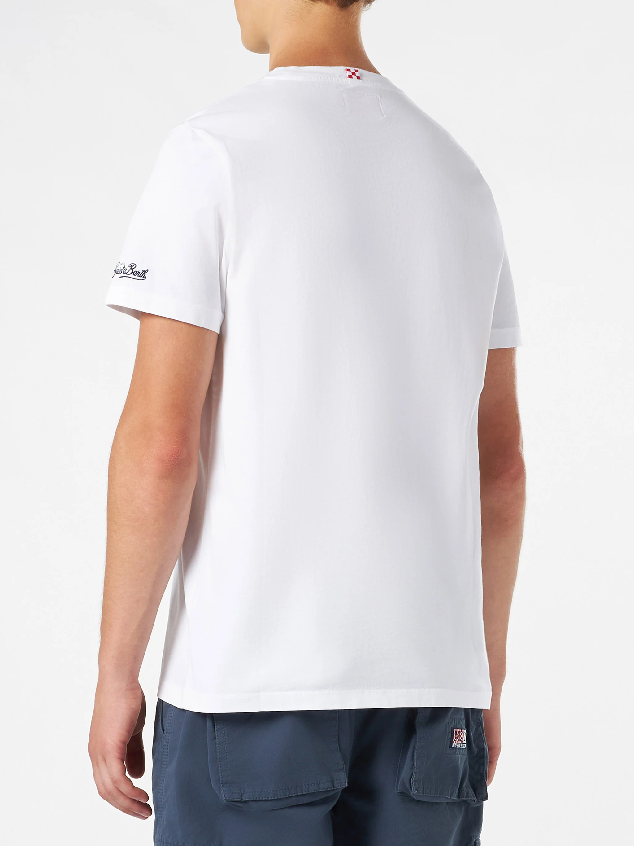 Herre-T-shirt i bomuld med motorcykelprint