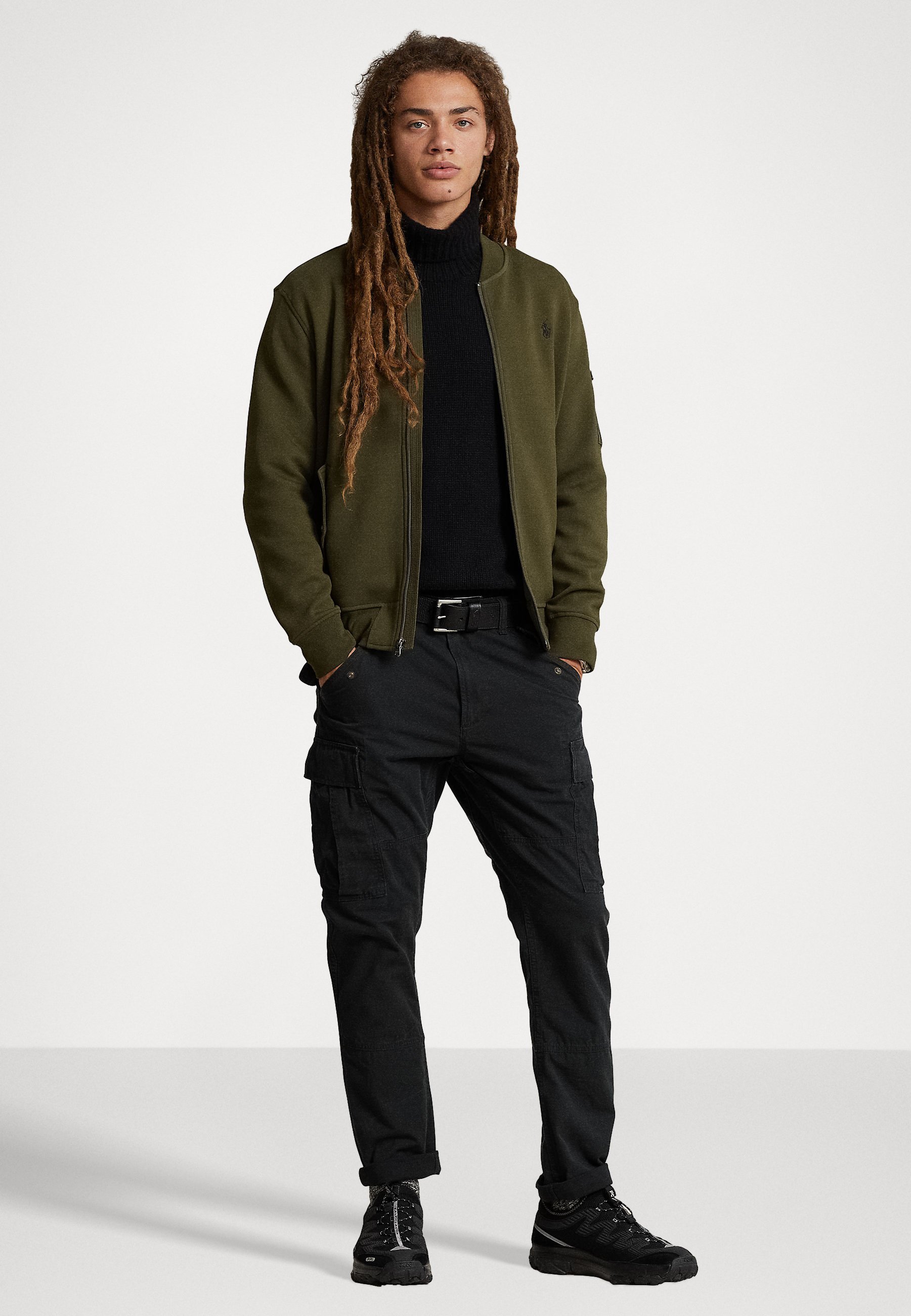 Giacca bomber Polo Ralph Lauren in doppia maglia - Felpa con zip - colore verde oliva aziendale
