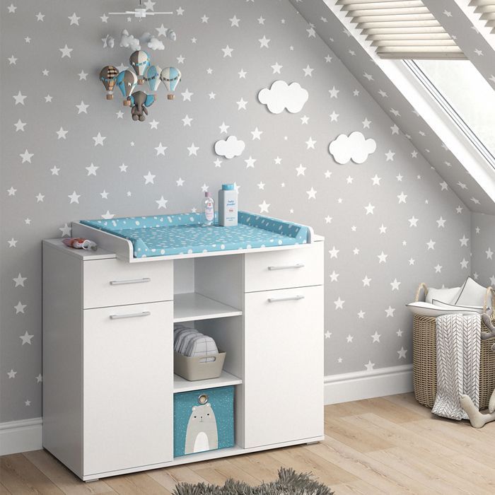 Cassettiera fasciatoio Leonie 113x109 cm, bianca, Vicco 35031