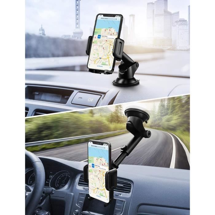 Soporte para teléfono - Sin especificar - Ventosa - Rotación de 360° - Brazo extensible - Ángulo telescópico