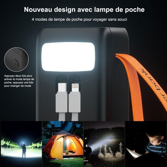 50000mAh External Battery, BYONDSELF®, 22.5W Fast Charging, 2 Inputs/6 Outputs, Integrated Type-C/Lightning, Lighting Function