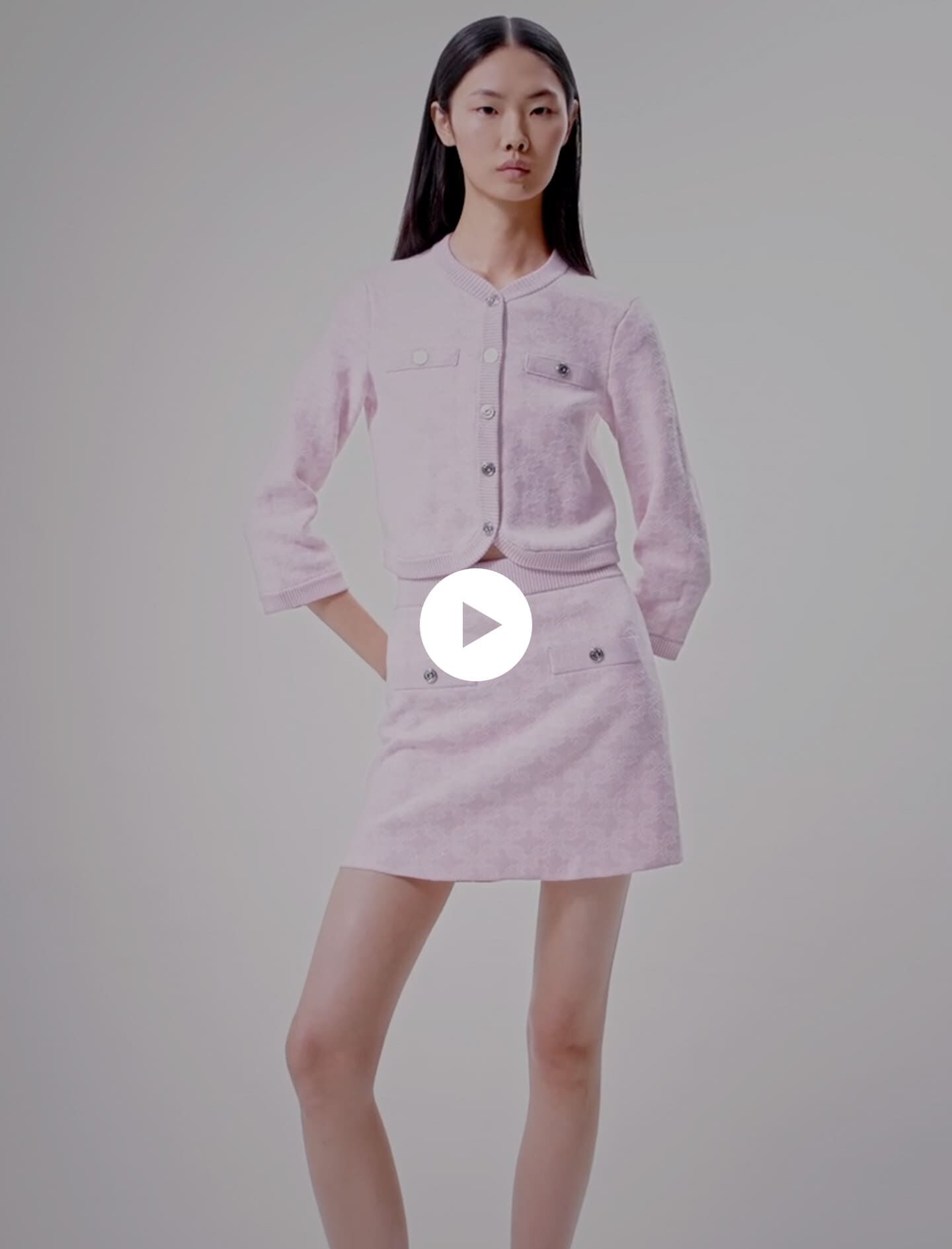Fustă tricotată jacquard - Roz deschis