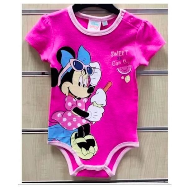Baby shower gift, Set of 3 Minnie Mouse short-sleeved baby girl bodysuits, size 6/9 months (colours may vary)