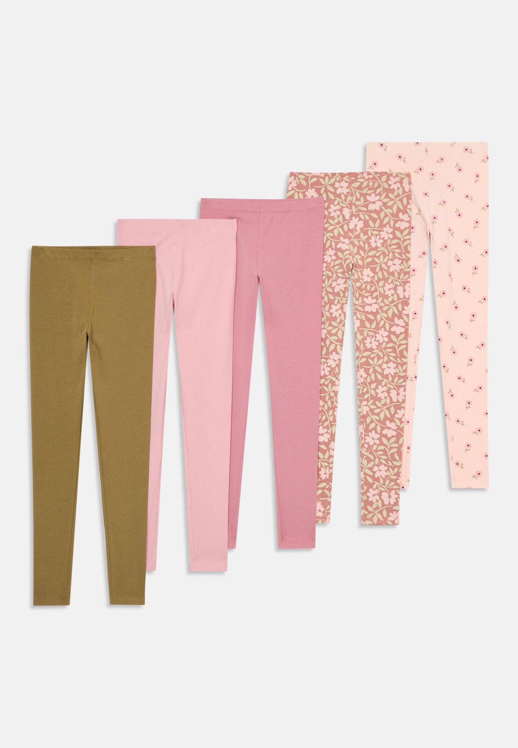 Friboo - Conjunto com 5 Leggings - Calças - marrom claro/rosa claro
