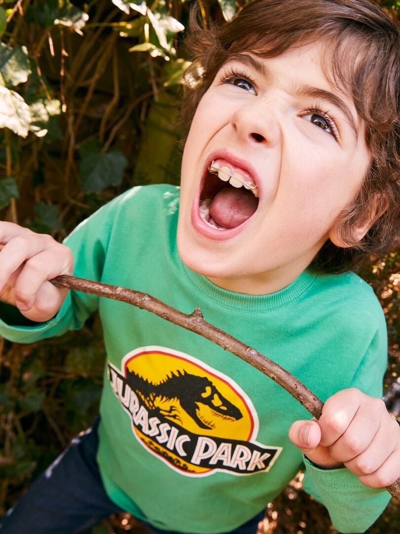 Koszulka z długim rękawem Jurassic Park – zielona