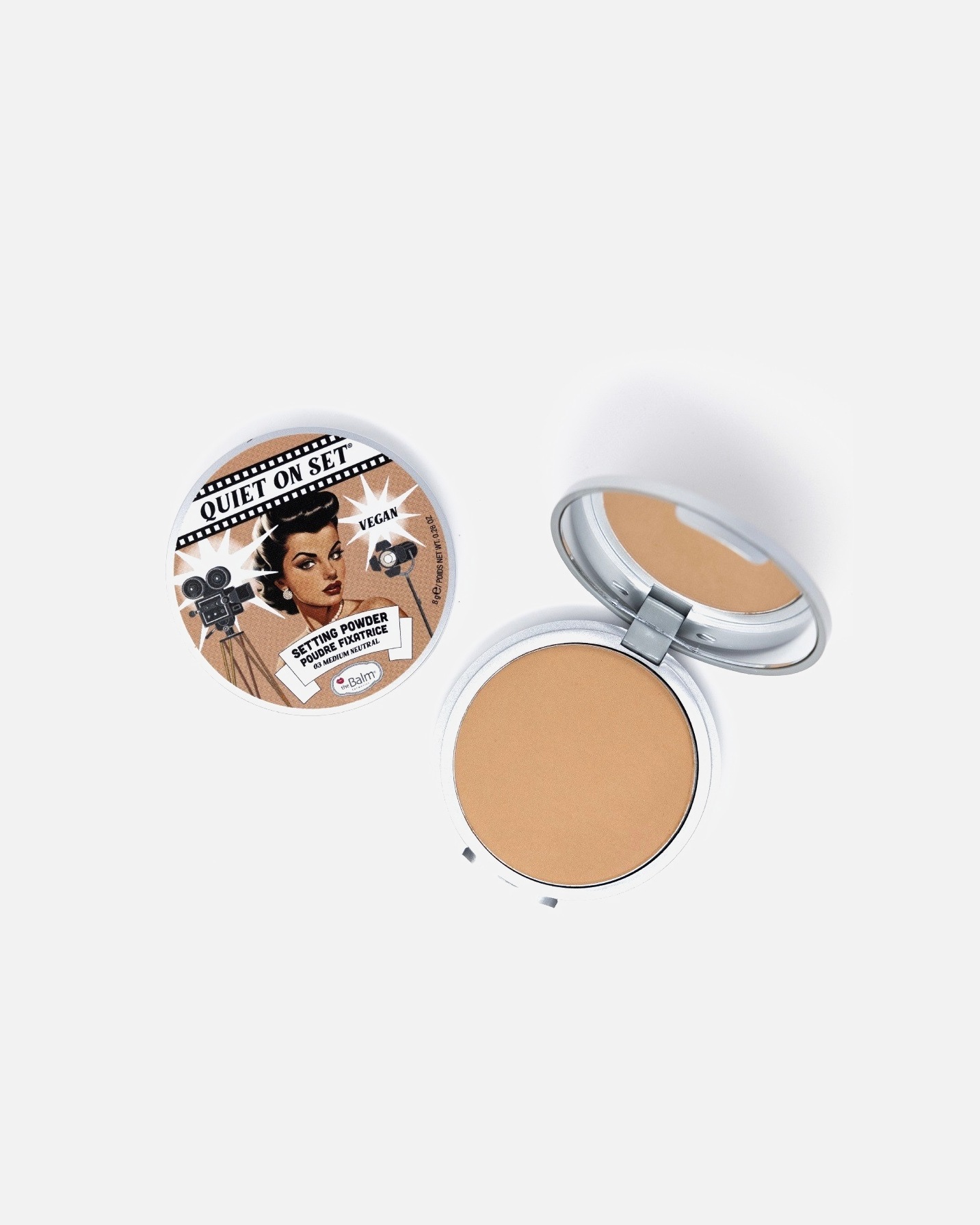 theBalm set ličil, fiksirni puder Quiet on Set 03 Medium Neutral - 9,06 g