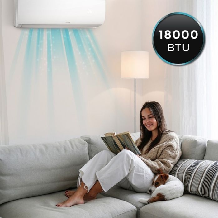 Aire acondicionado split Cecotec AirClima 18000 Smartfresh, 18000 BTU, motor de CC, bomba de calor, control remoto, pantalla LED.