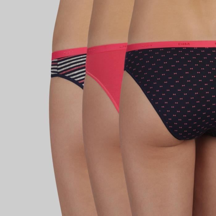 DIM Slip Les Pockets Algodón Paquete X3 Rosa Bonito