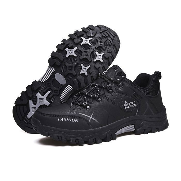 Zapatillas de senderismo para hombre - Negras - Para senderismo al aire libre - Impermeables - Transpirables - Cómodas