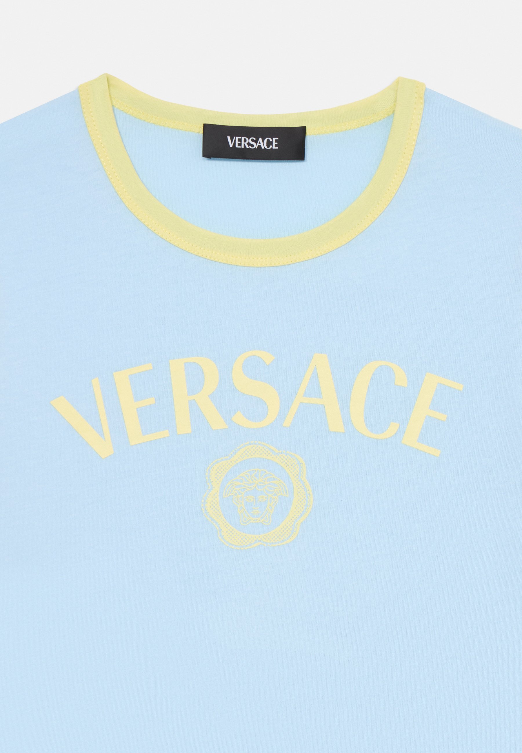 T-shirt unisex Versace con logo Medusa - blu pastello/giallo pallido