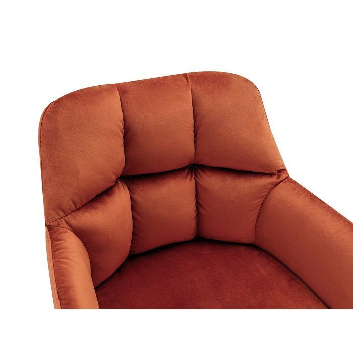 Lot de 6 chaises avec accoudoirs en velours et métal - Terracotta - PEGA