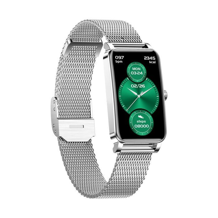 YONIS Women's Waterproof IP68 Smart Bracelet with HD Screen and Health Monitor - Silver