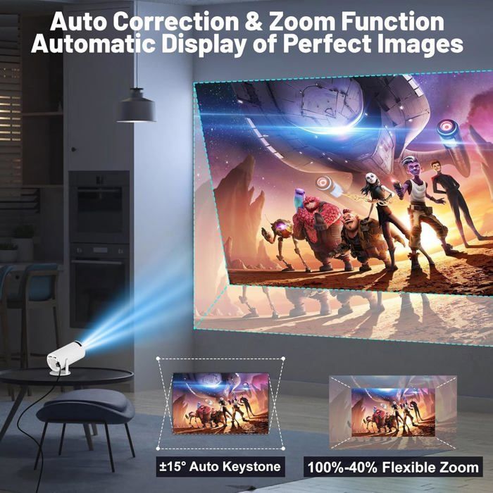 Mini Portable Projector with 2-in-1 Game Console, Android 110, BT, 54, 2GB/16GB, for Games, TV, Movies, 1080p Support