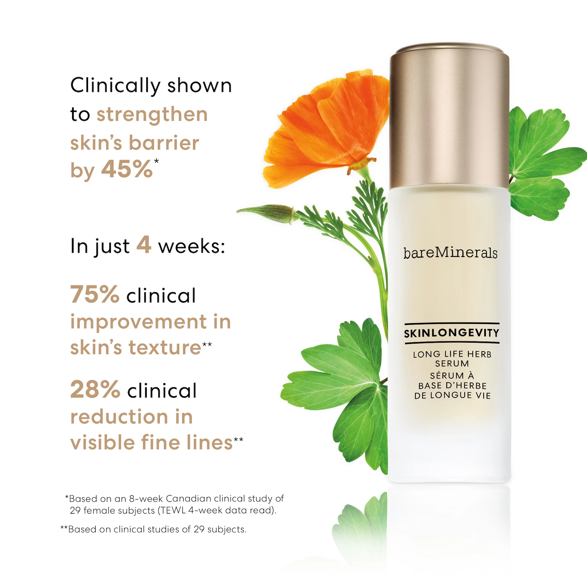 Skinlongevity Long Life biljni serum za lice 50 ml - bareMinerals